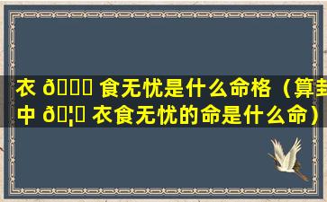 衣 🍁 食无忧是什么命格（算卦中 🦁 衣食无忧的命是什么命）